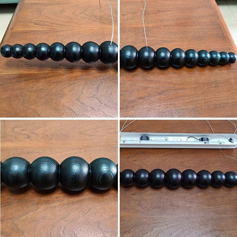 Wooden Orb Wave Chandelier