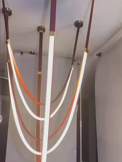 Opus Noir Leather-Strap LED Chandelier