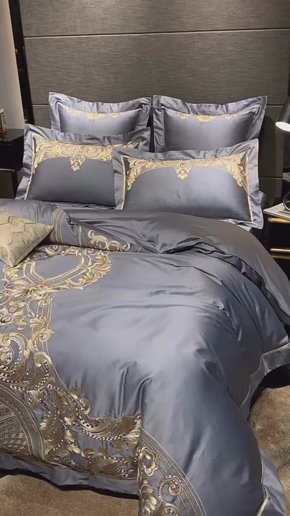 Baroque Noire & Rouge Duvet Cover Set (Long-staple Sateen Cotton)
